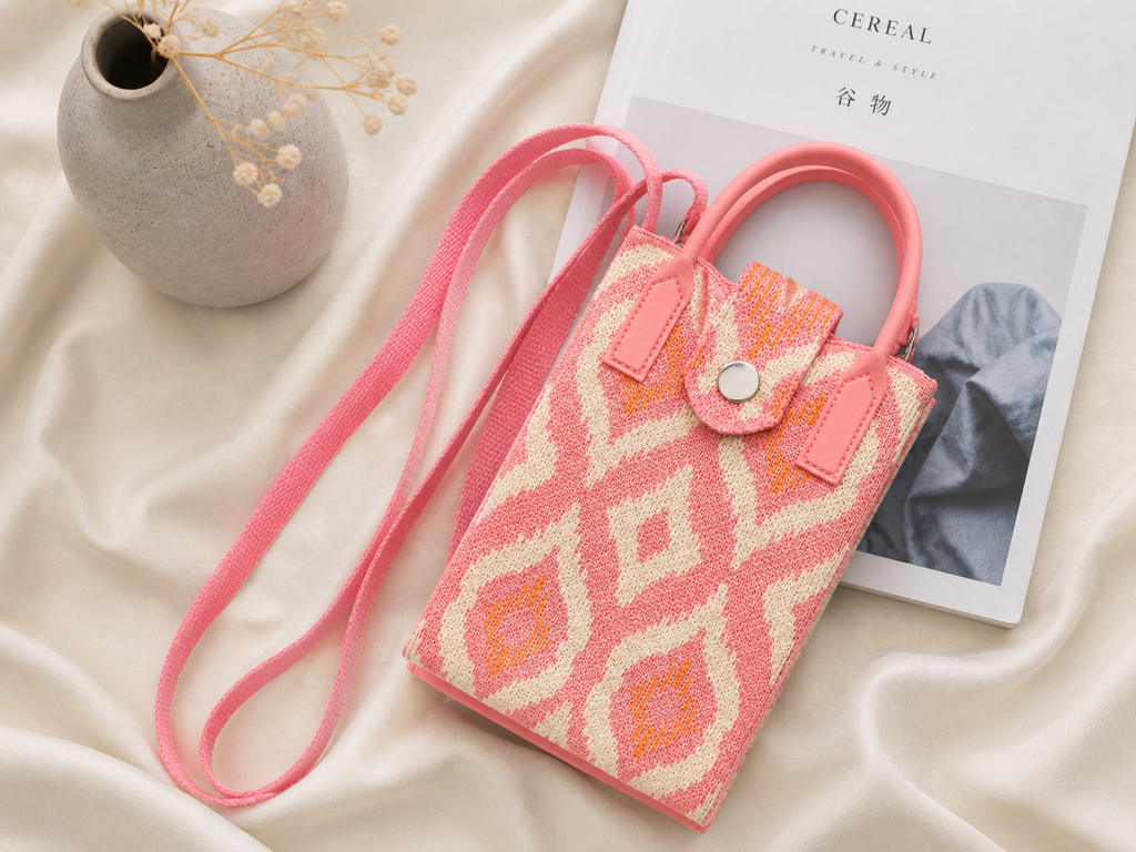 Pink Woven Mini Everyday Bag