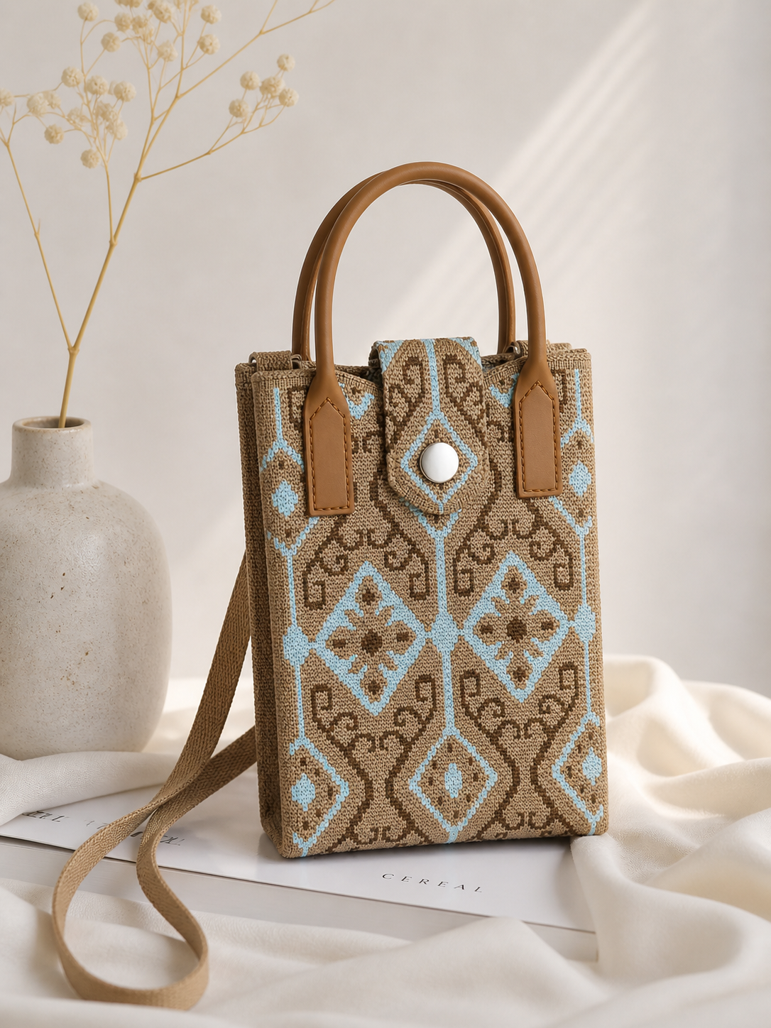 Brown Woven Mini Everyday Bag