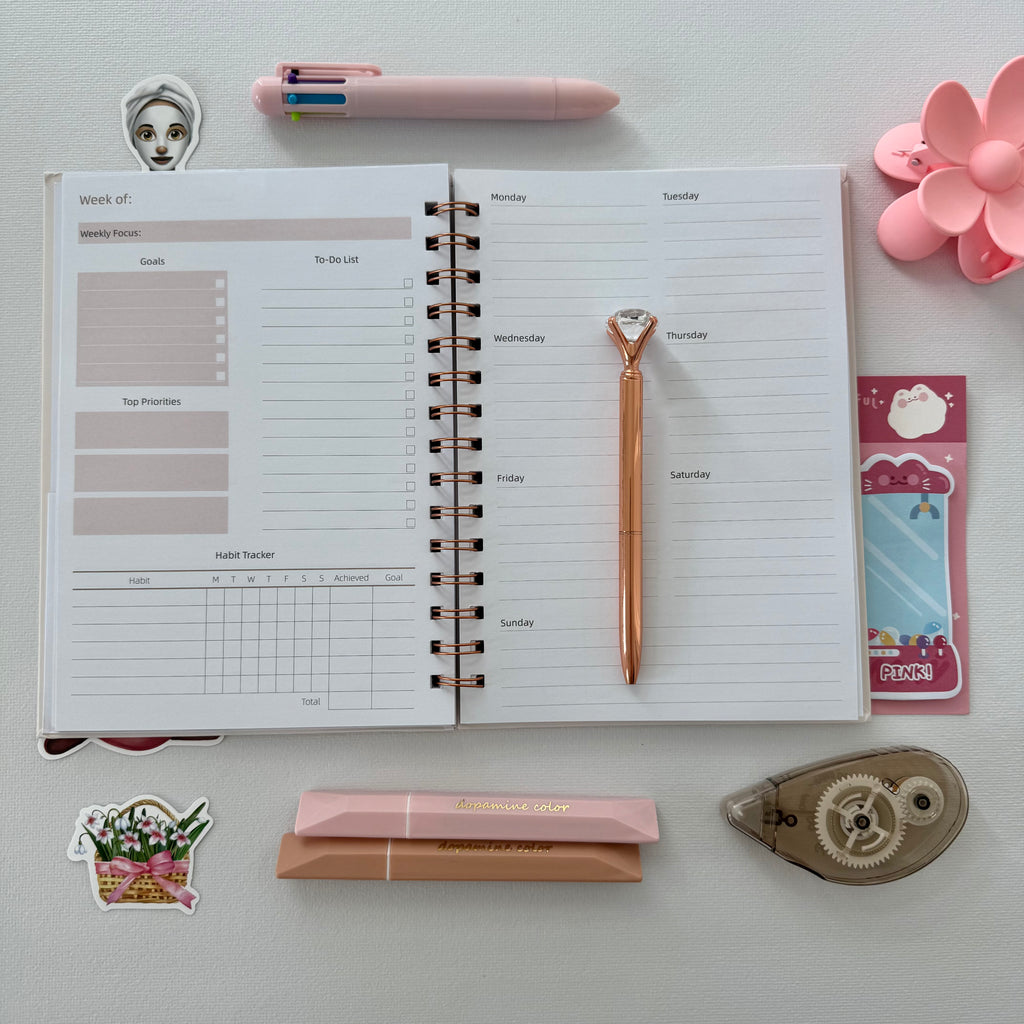🌸 Pink Weekly Planner Bundle — Soft Focus, Organized Days