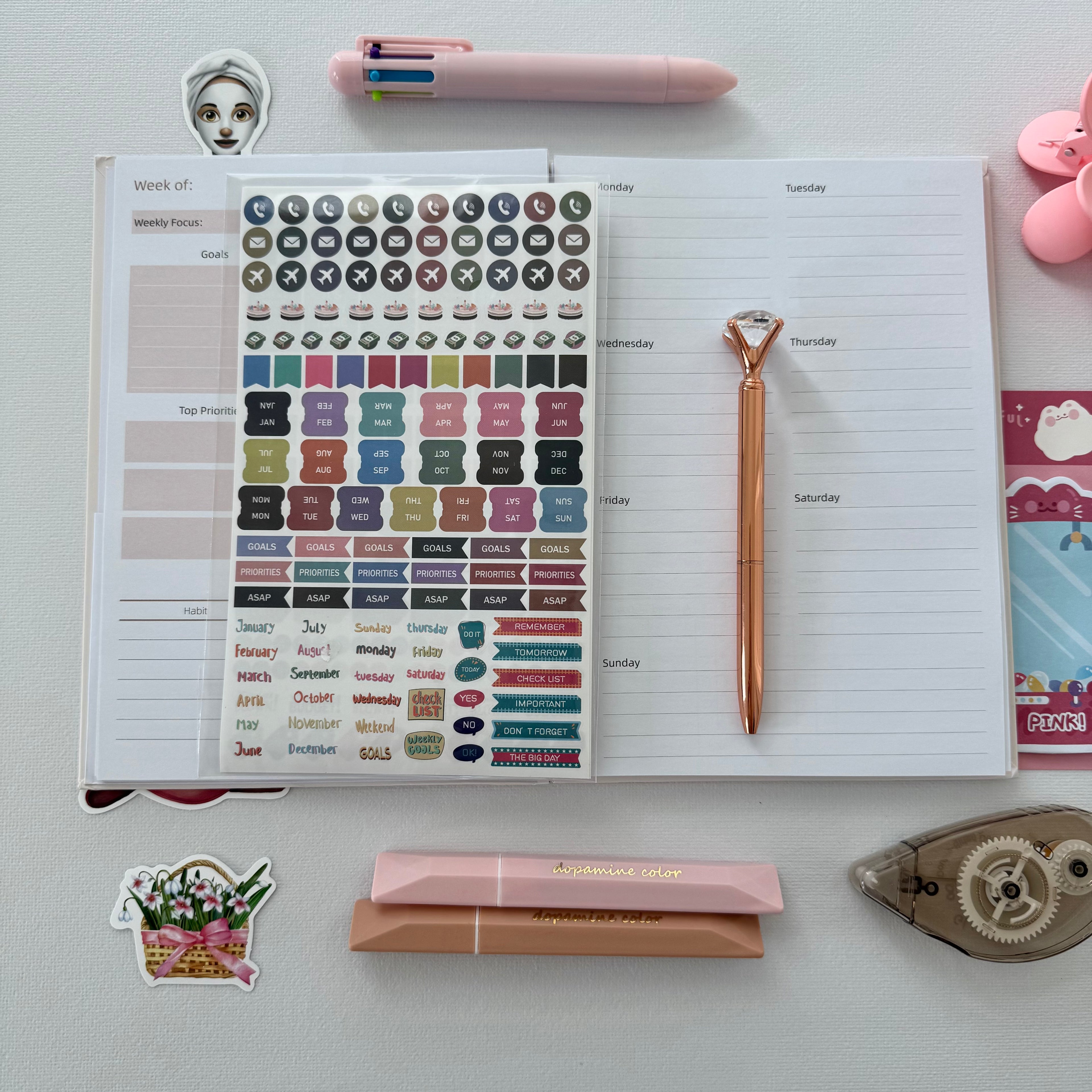 🌸 Pink Weekly Planner Bundle — Soft Focus, Organized Days