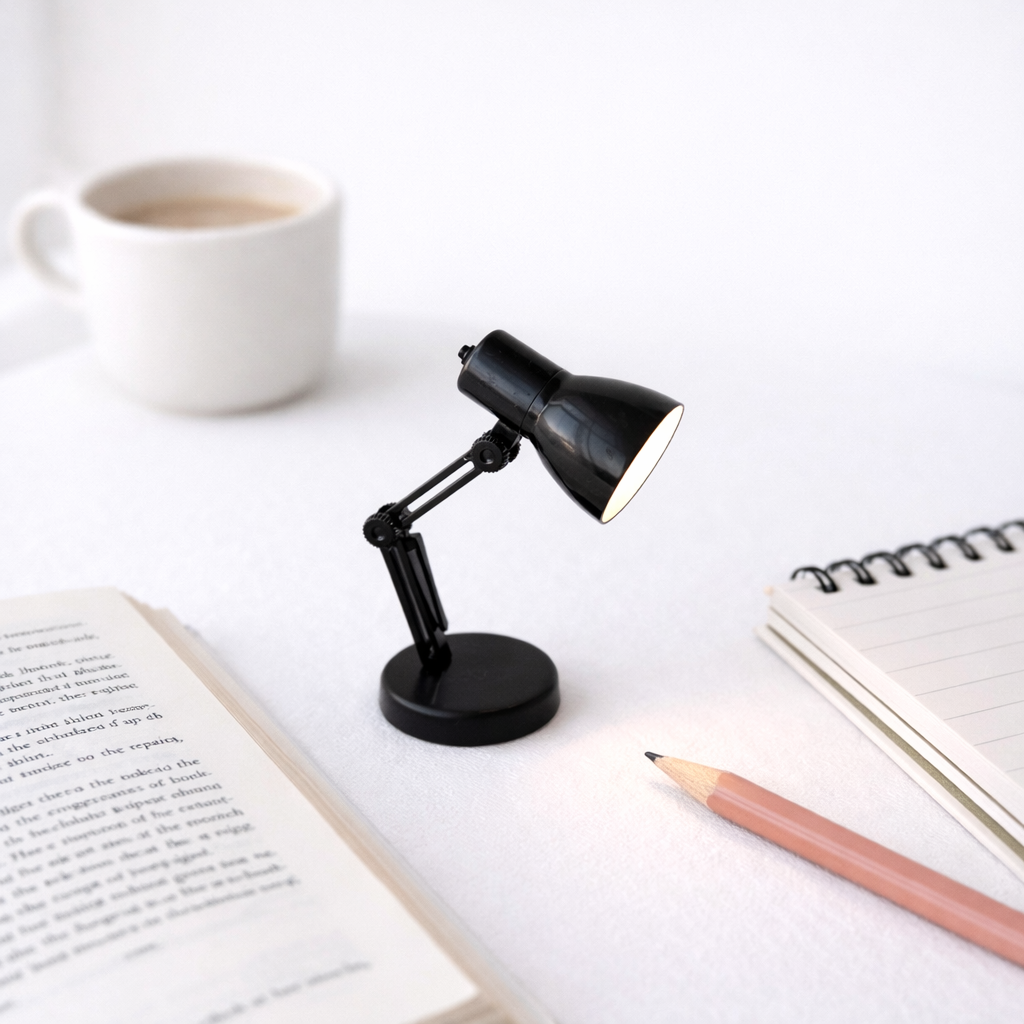 🖤 Black Mini Desk & Reading Lamp — Soft Light, Cozy Focus